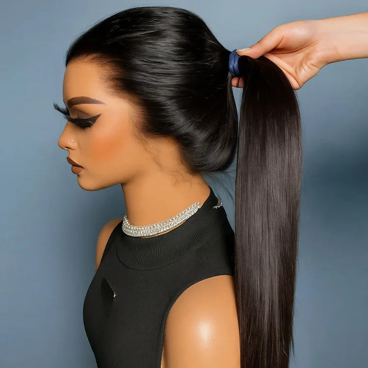 360 Full Lace Front Invisi-Drawstring Wigs Human Hair Bone Straight 13X4 HD Lace Front Wigs Pre Plucked 30 Inch Glueless 5X5 Wig