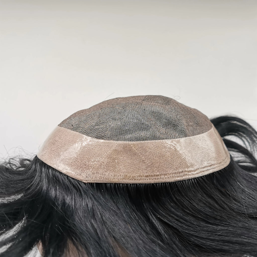 Toupee for Men Fine Mono Men Toupee Human Hair Replacement System Hair Prosthesis Natural Black Hair Units