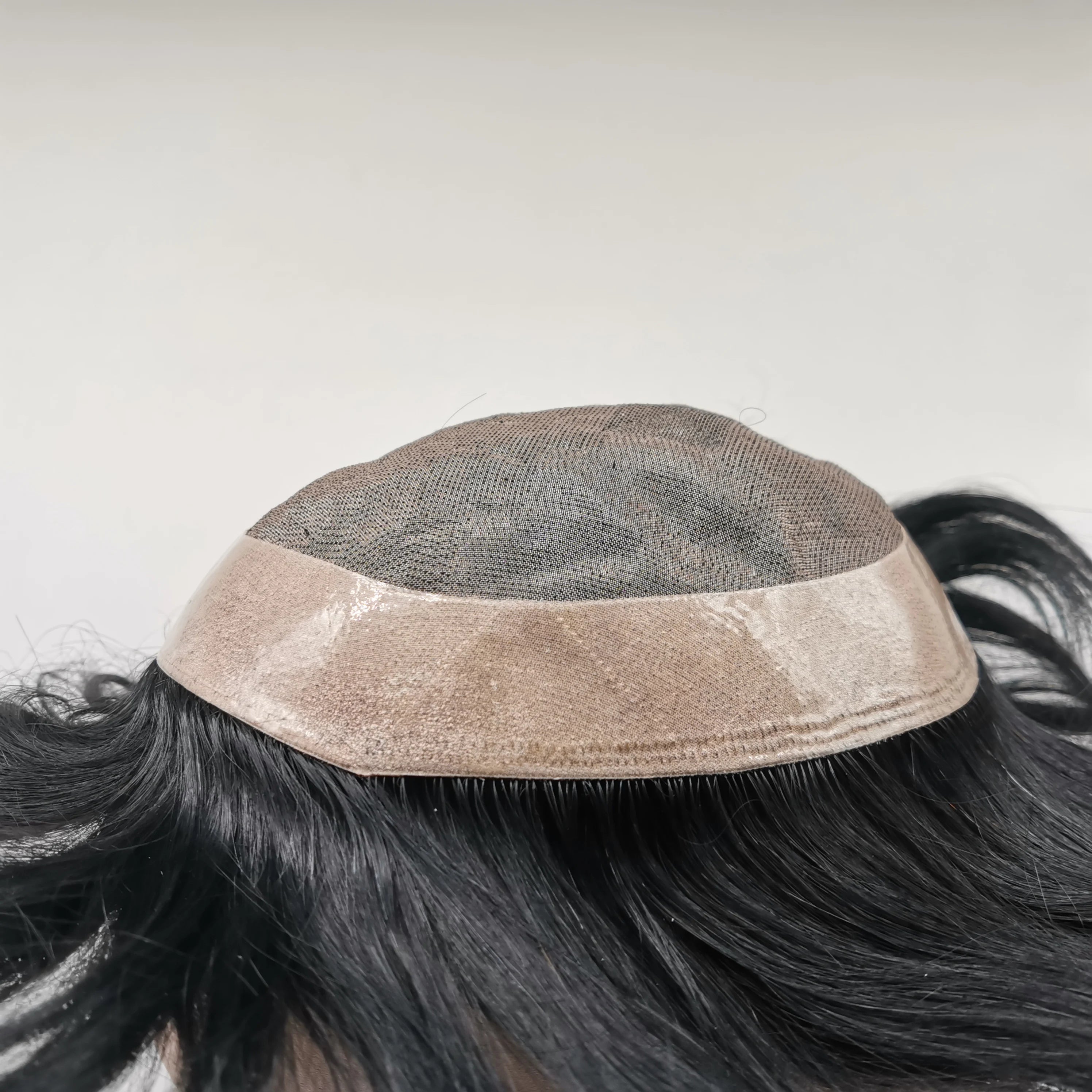 Toupee for Men Fine Mono Men Toupee Human Hair Replacement System Hair Prosthesis Natural Black Hair Units