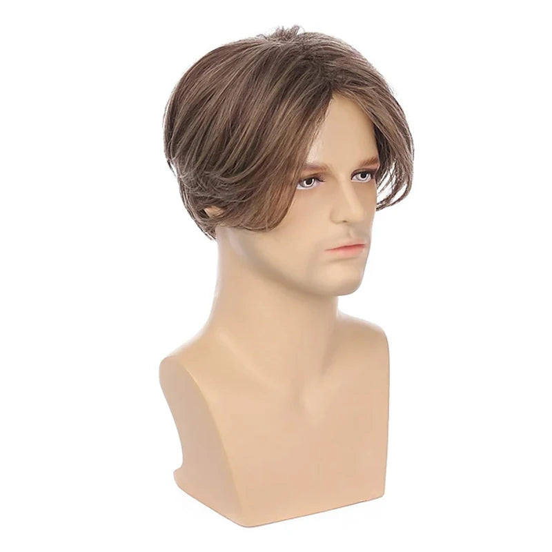 HAIRJOY Synthetic Hair Short Straight Middle  Part Wigs for Men Halloween Wig