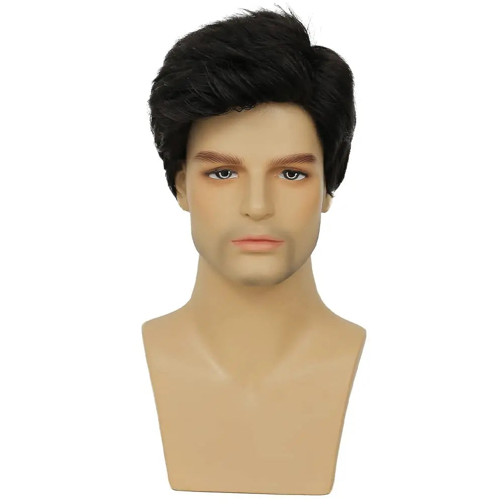 Synthetic Mens Wig Short Hair Mens Hair Replacement Wigs Mens's Black Wig for Men Hair Full Wig for Male Guy Christmas