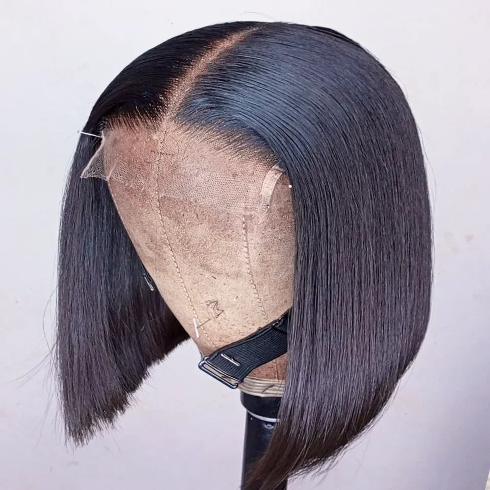 100% Human Hair Wig Glueless Braided Closure Hd Lace Frontal Wig Pre Cut Vietnamese Straight Short Bob Lace Front Wig for Women