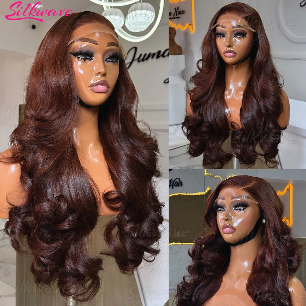 Body Wave Chocolate Brown Lace Front Wig 100% Human Hair 13x6 HD Transparent Lace Frontal Wig Colored Lace Front Wigs Preplucked