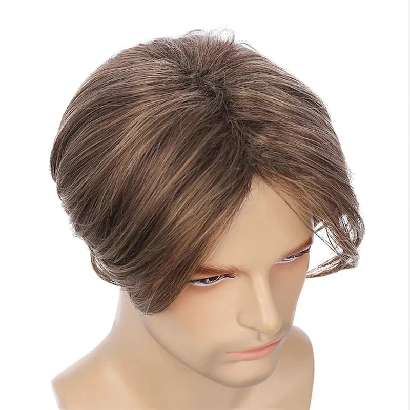HAIRJOY Synthetic Hair Short Straight Middle  Part Wigs for Men Halloween Wig