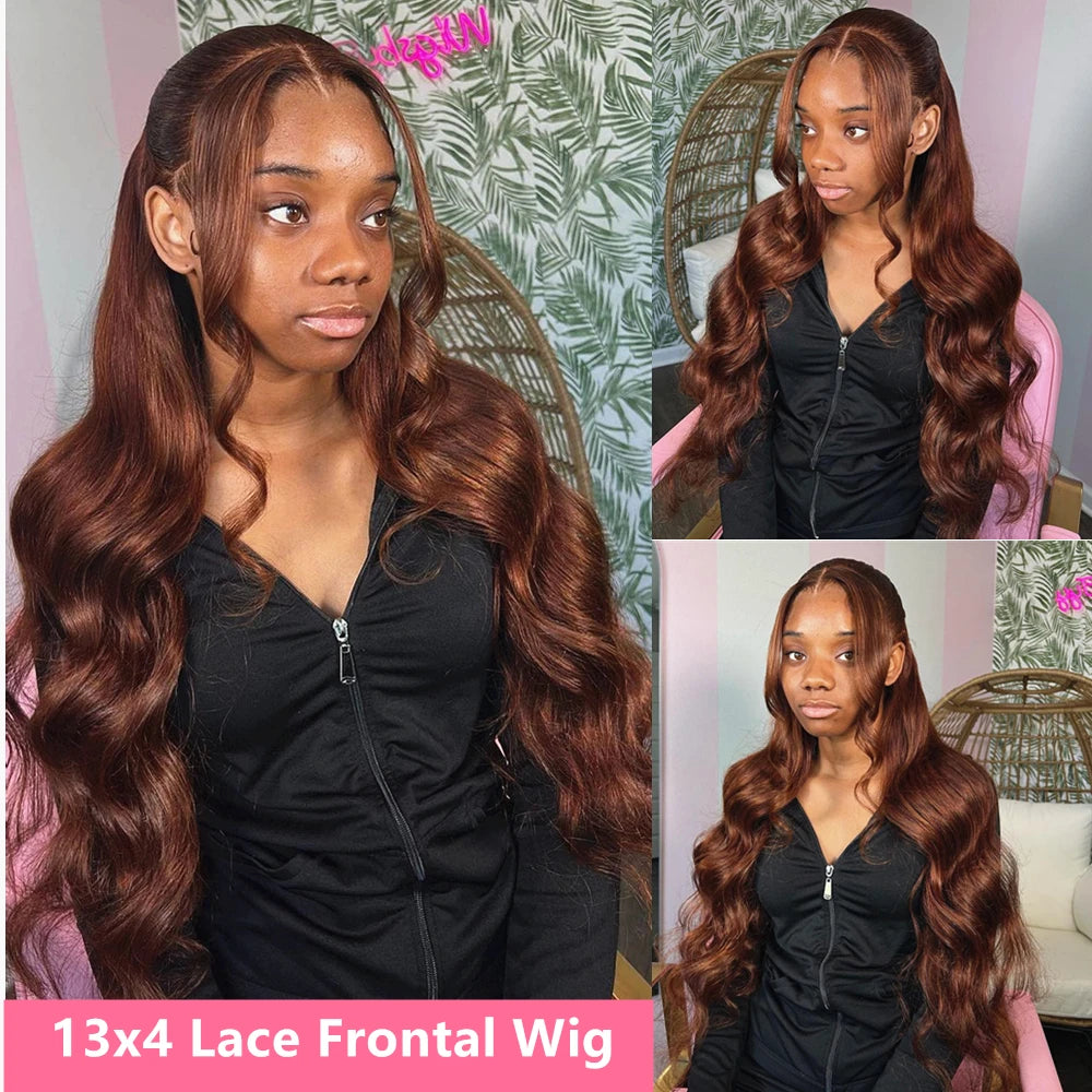 Body Wave Chocolate Brown Lace Front Wig 100% Human Hair 13x6 HD Transparent Lace Frontal Wig Colored Lace Front Wigs Preplucked