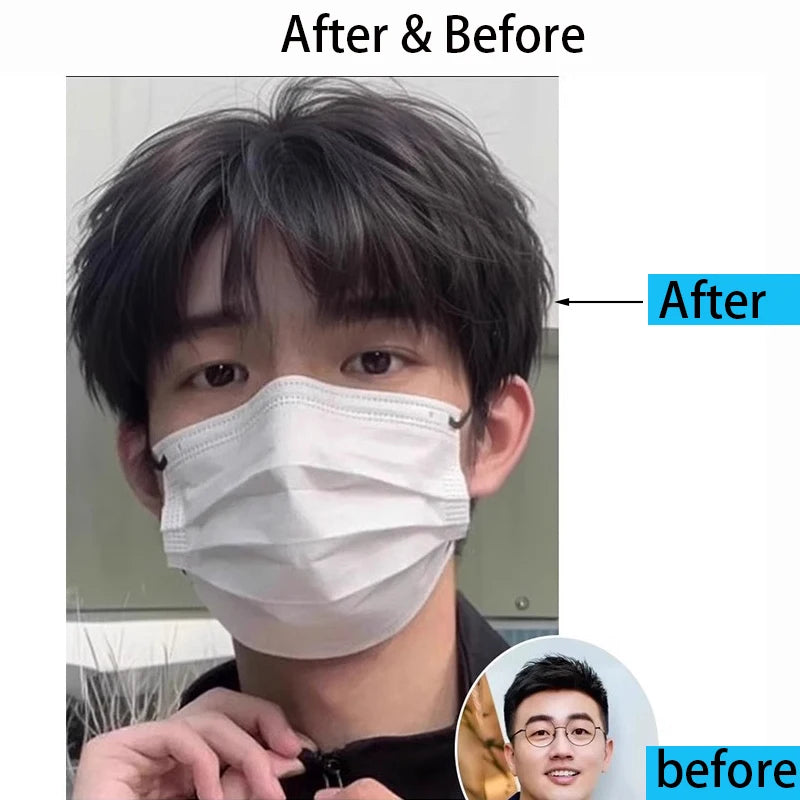 Handsome Korean Boys' Black Short Straight Wig Synthetic Wig Slightly Broken Cover Fluffy for Halloween Daily Party