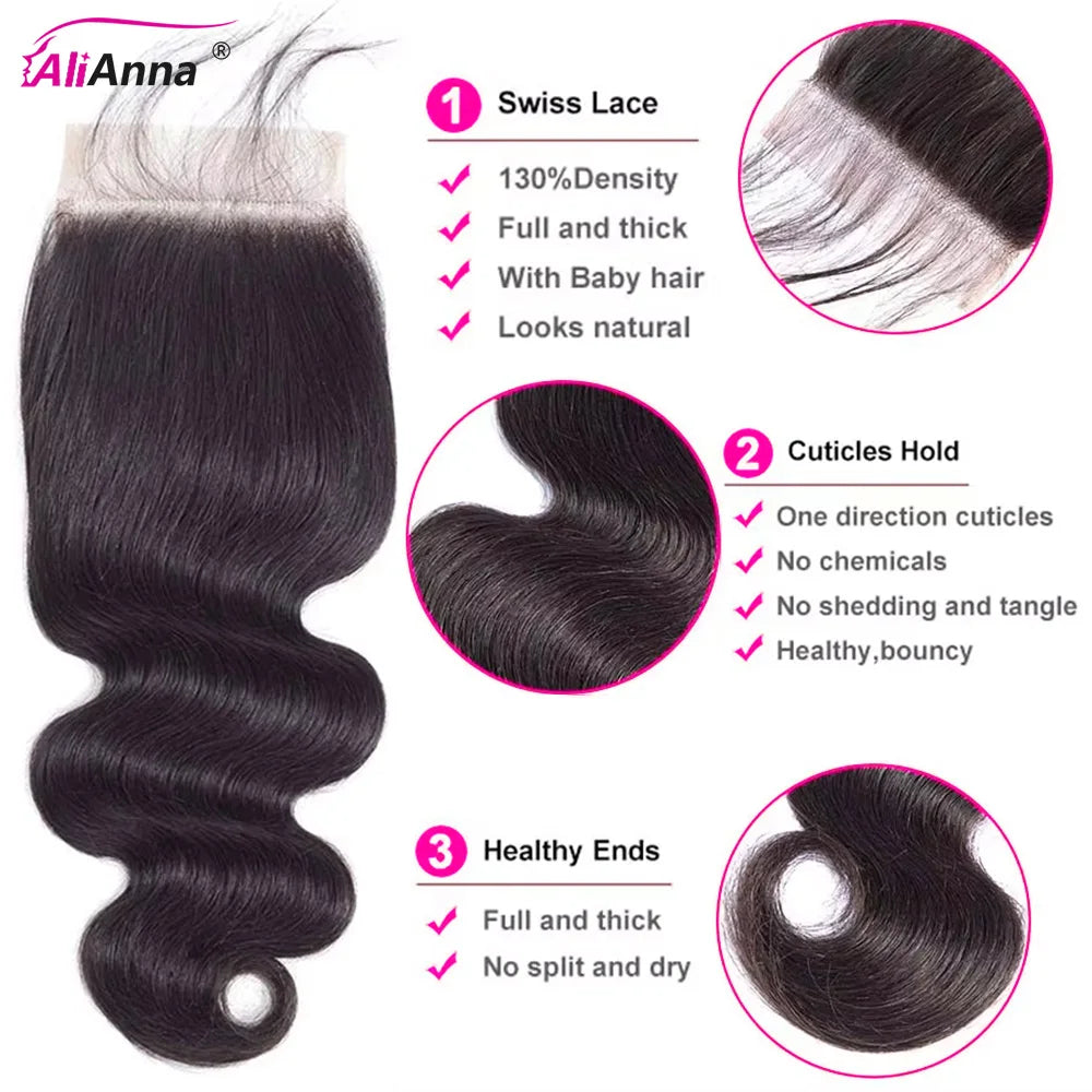 Body Wave Human Hair Bundles With A Closure 2x6 HD Lace Closure Human Hair Bundles With 4x4 Closure 5x5 Brazilian Bundle Deals