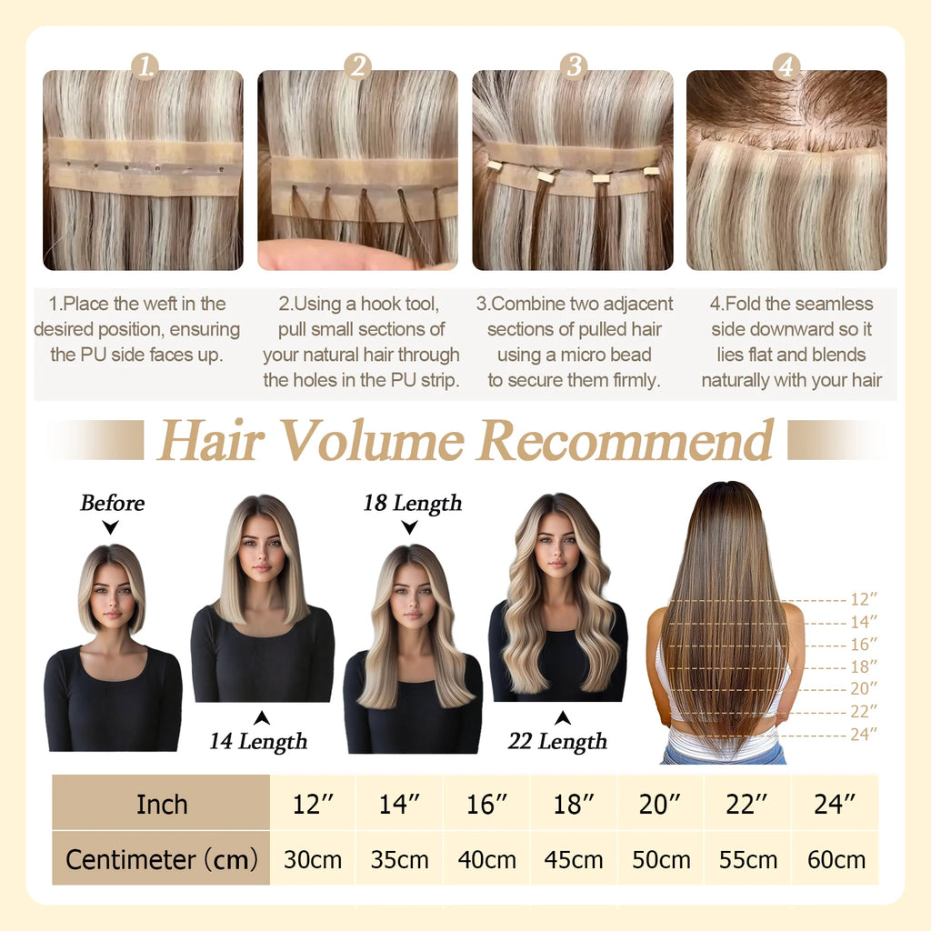 Butterfly Weft Hair Extensions Human Hair Invisible Flat PU with Hole Twin Tabs Hair Weft 12-24inch Microlink Application 40-50g