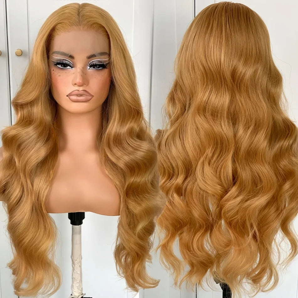 Body Wave Human Hair Wigs 13x6 hd Lace Frontal Wig Honey Blonde Human Hair Wigs 13X4 Lace 27# Colored Human Hair Wigs for Women