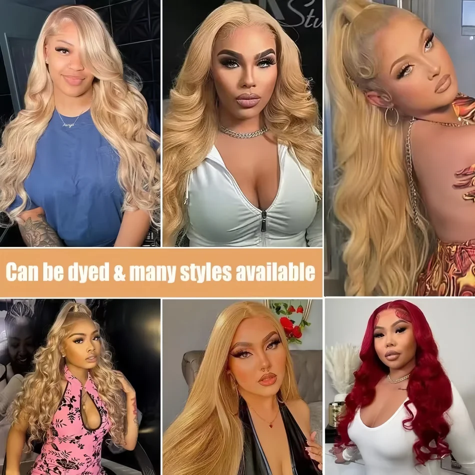 Body Wave Human Hair Wigs 13x6 hd Lace Frontal Wig Honey Blonde Human Hair Wigs 13X4 Lace 27# Colored Human Hair Wigs for Women