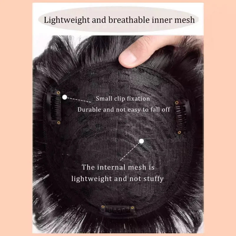 Men's Natural invisibility without any trace breathable straight and wavy Synthetic wig durable hair prosthesis for men