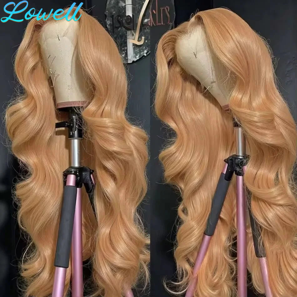 Body Wave Human Hair Wigs 13x6 hd Lace Frontal Wig Honey Blonde Human Hair Wigs 13X4 Lace 27# Colored Human Hair Wigs for Women