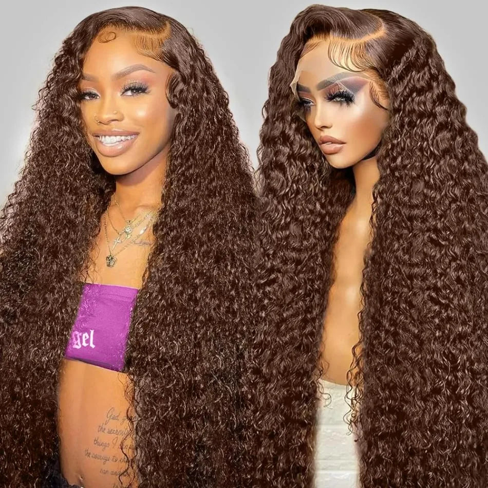 Chocolate Brown Lace Front Wigs Human Hair Pre Plucked 13x6 Deep Wave Lace Front Colored #4 Light Brown Wig Hd Lace Frontal Wigs