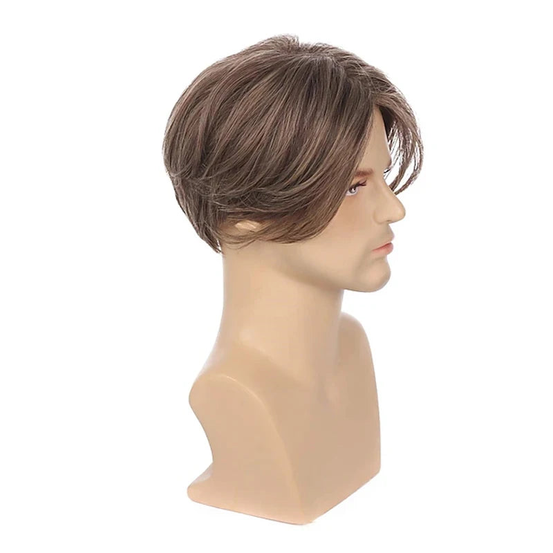 HAIRJOY Synthetic Hair Short Straight Middle  Part Wigs for Men Halloween Wig