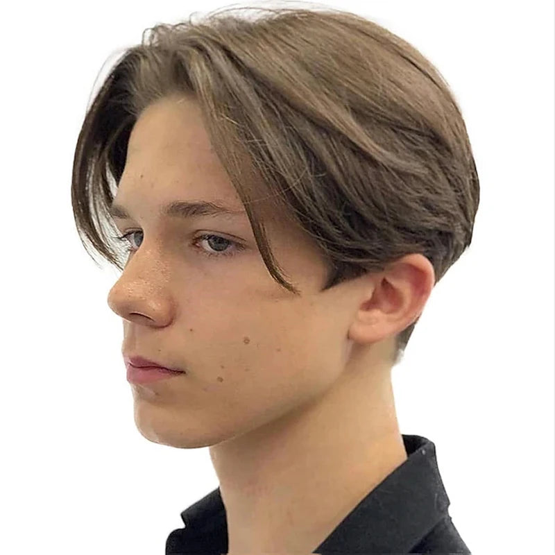 HAIRJOY Synthetic Hair Short Straight Middle  Part Wigs for Men Halloween Wig