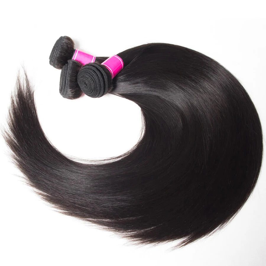 100% Remy Straight Human Hair Bundles 1/3/4 PCS Natural Black Brazilian Hair Weave Bundles 14-30 Inch Human Hair Extensions