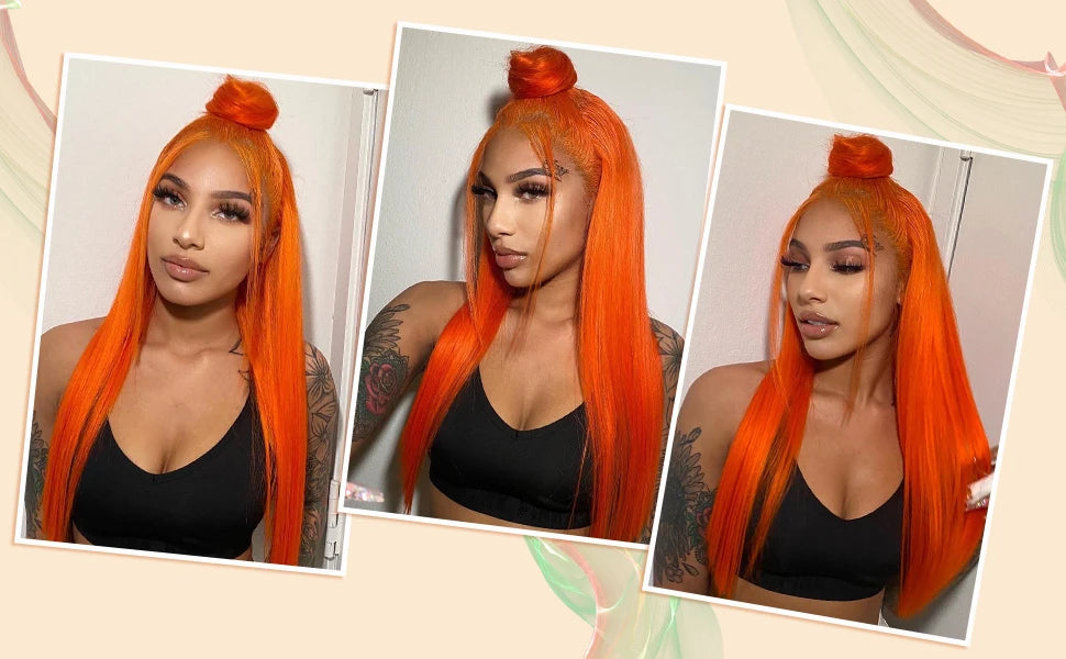 Ginger Wig Human Hair 30 Inch 200 Density 13x6 HD Transparent Lace Front Wigs Human Hair Pre Plucked Straight Wig Human Hair