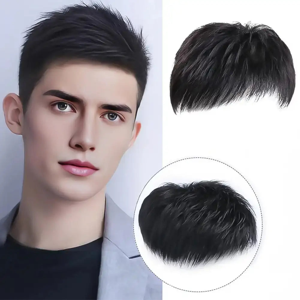 New Men Hairpiece Stylish Men Wig Natural-looking Men's Synthetic Hair Wig for Spots Gray Hair Coverage Short Straight Hairpiece