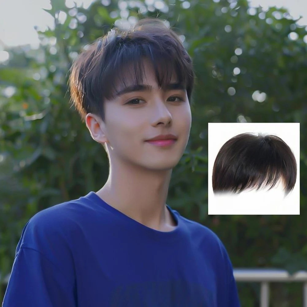 New Men Hairpiece Stylish Men Wig Natural-looking Men's Synthetic Hair Wig for Spots Gray Hair Coverage Short Straight Hairpiece